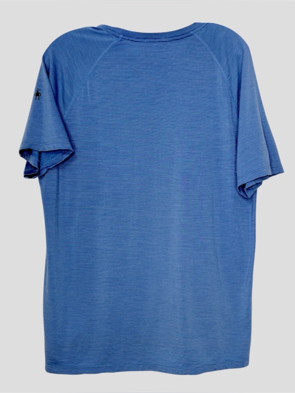 Smartwool 150 Merino Wool Striped T-Shirt Medium M Blue Gray Hiking Base Layer - Picture 3 of 14